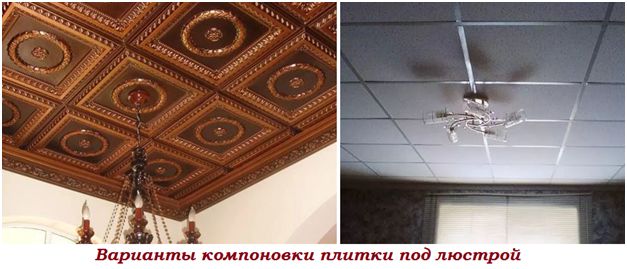 Вариант компоновки плитки под люстрой